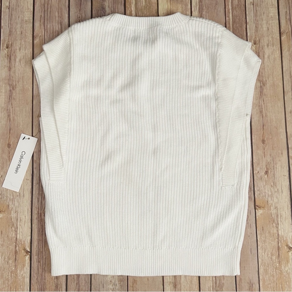 Calvin Klein Sleeveless Extended Shoulder Sweater | Size Small - Picture 6 of 6